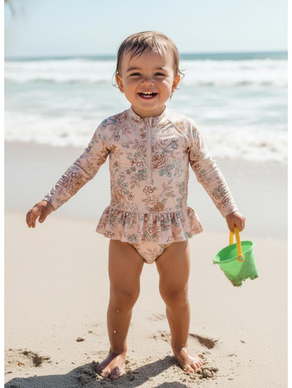 Gerber Modern Moments Floral Long Sleeve Baby Swimsuit 3T